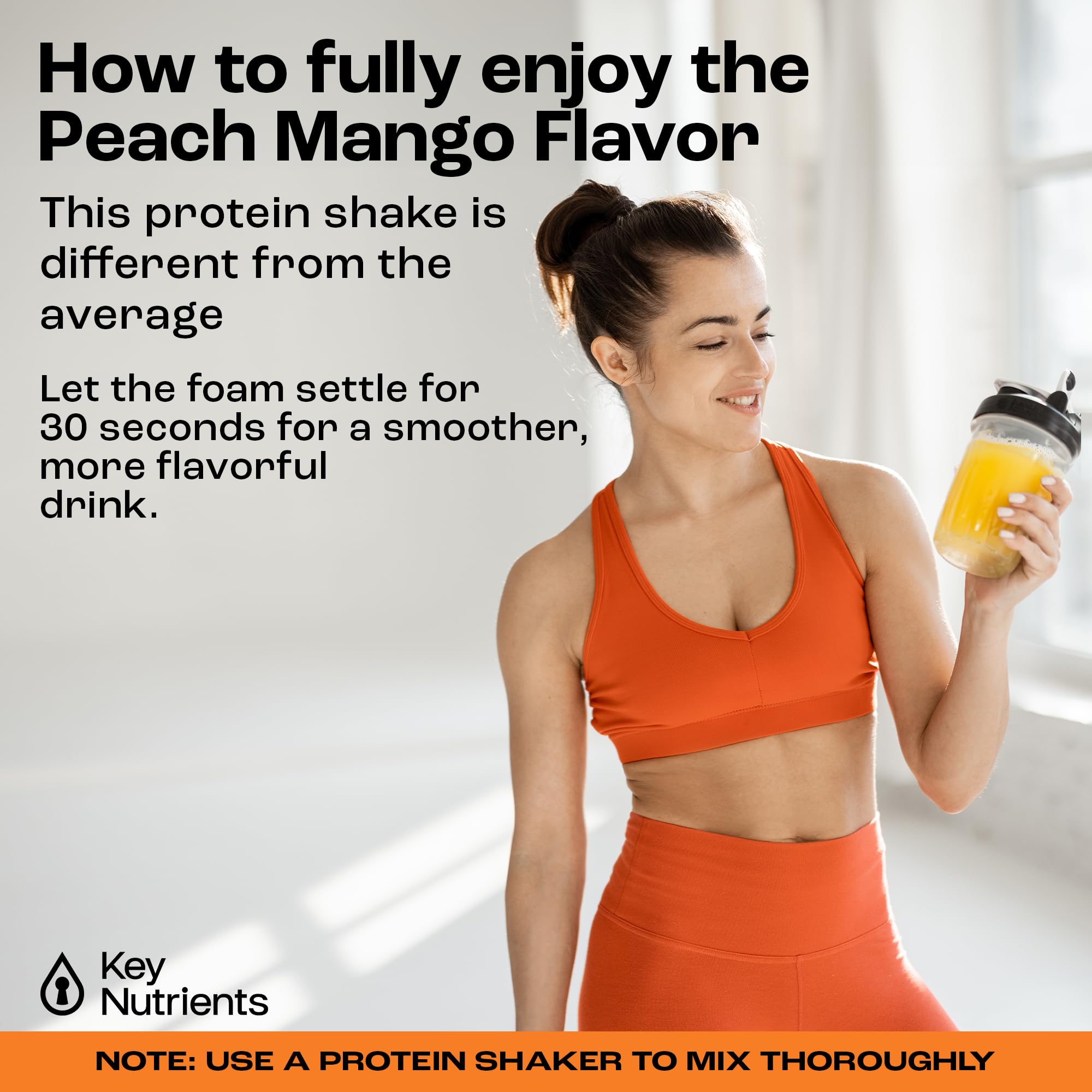 KEY NUTRIENTS Peach Mango electrolyte powder scoop for precise servings after workouts.