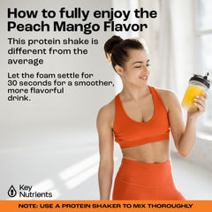 KEY NUTRIENTS Peach Mango electrolyte powder scoop for precise servings after workouts.