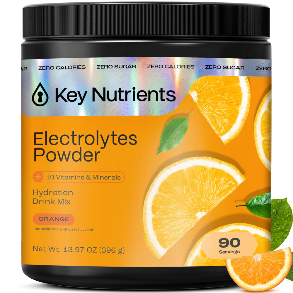 KEY NUTRIENTS Tangy Orange powder tub for convenient hydration anywhere.