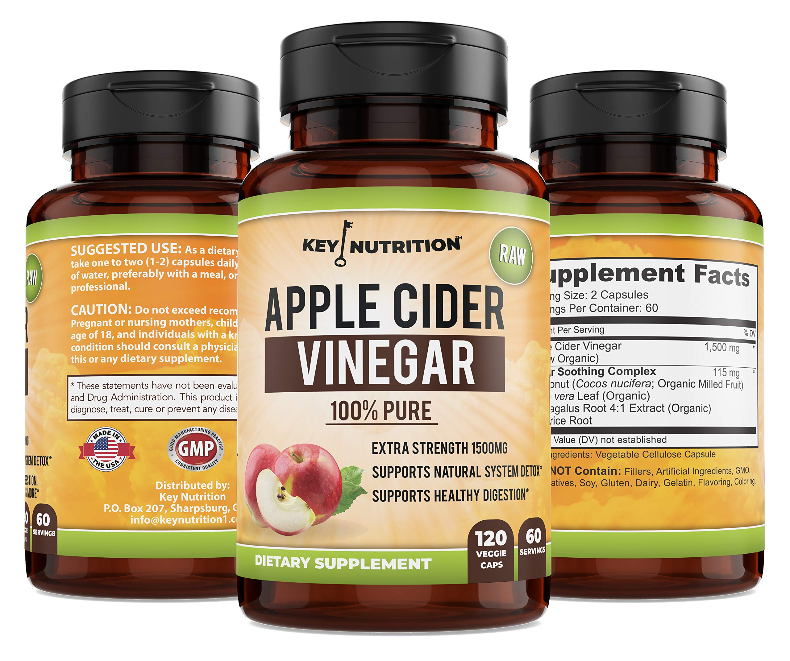 Key Nutrition ACV packaging box displayed.