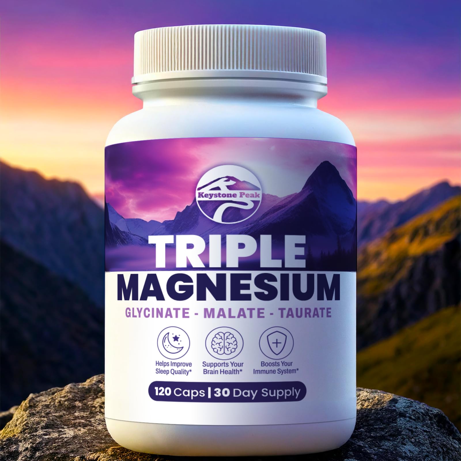 Keystone Peak Triple Magnesium daily-use scene in a home setting for routine support.