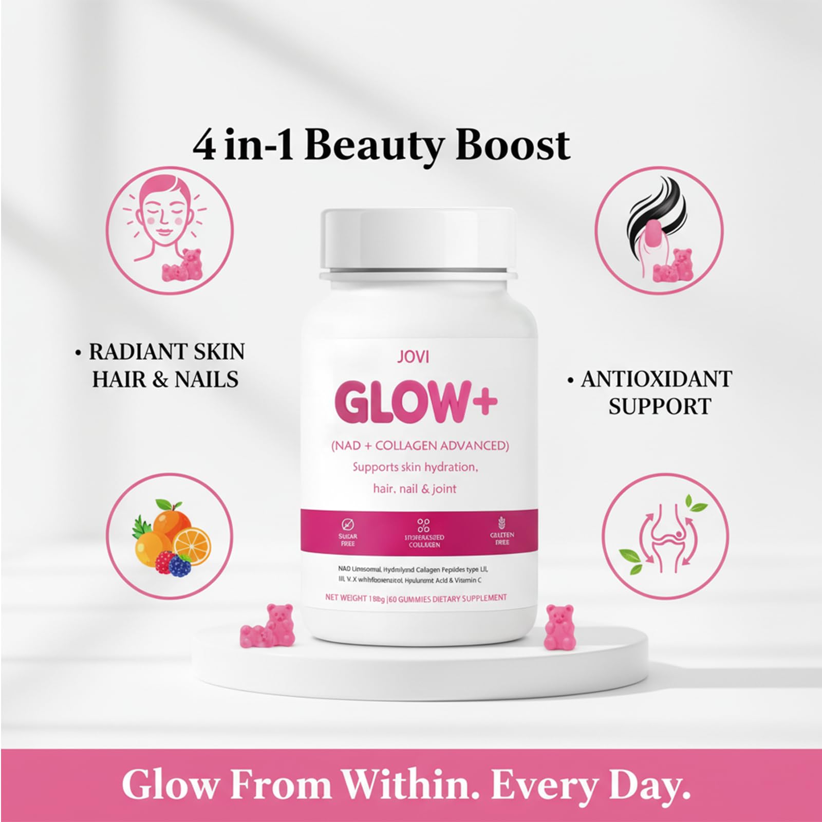 KFASJON Jovi Glow+ gummies suggest hair and nails support