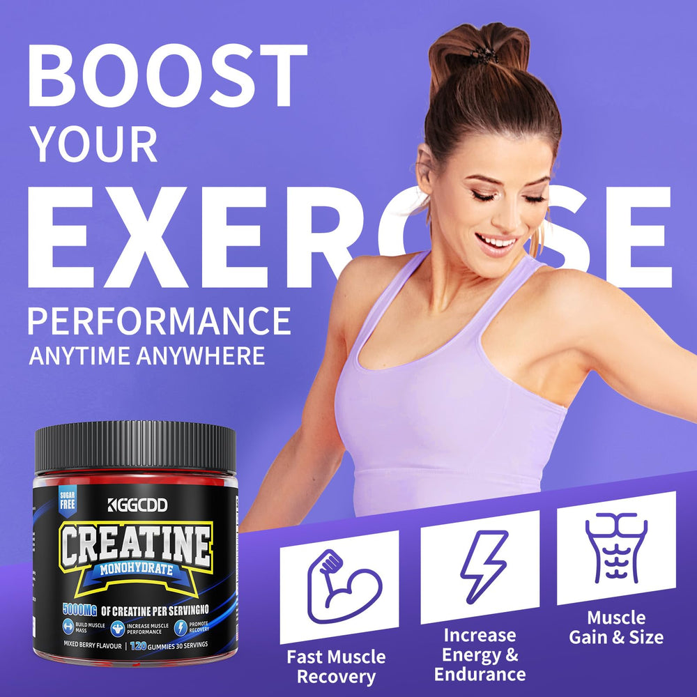KGGCDD Creatine Monohydrate Gummies serving demonstrates portability for on-the-go sessions.
