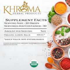 Khroma Lemon Balm dropper dispense enables easy controlled servings.