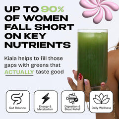 Kiala Nutrition Super Greens canister front view highlighting organic greens