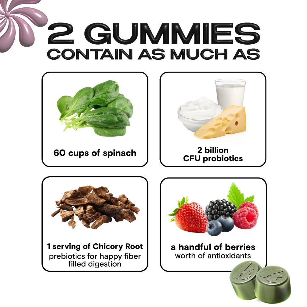 Kiala Nutrition Super Greens Gummies dairy-free label communicates allergy-friendly convenience.