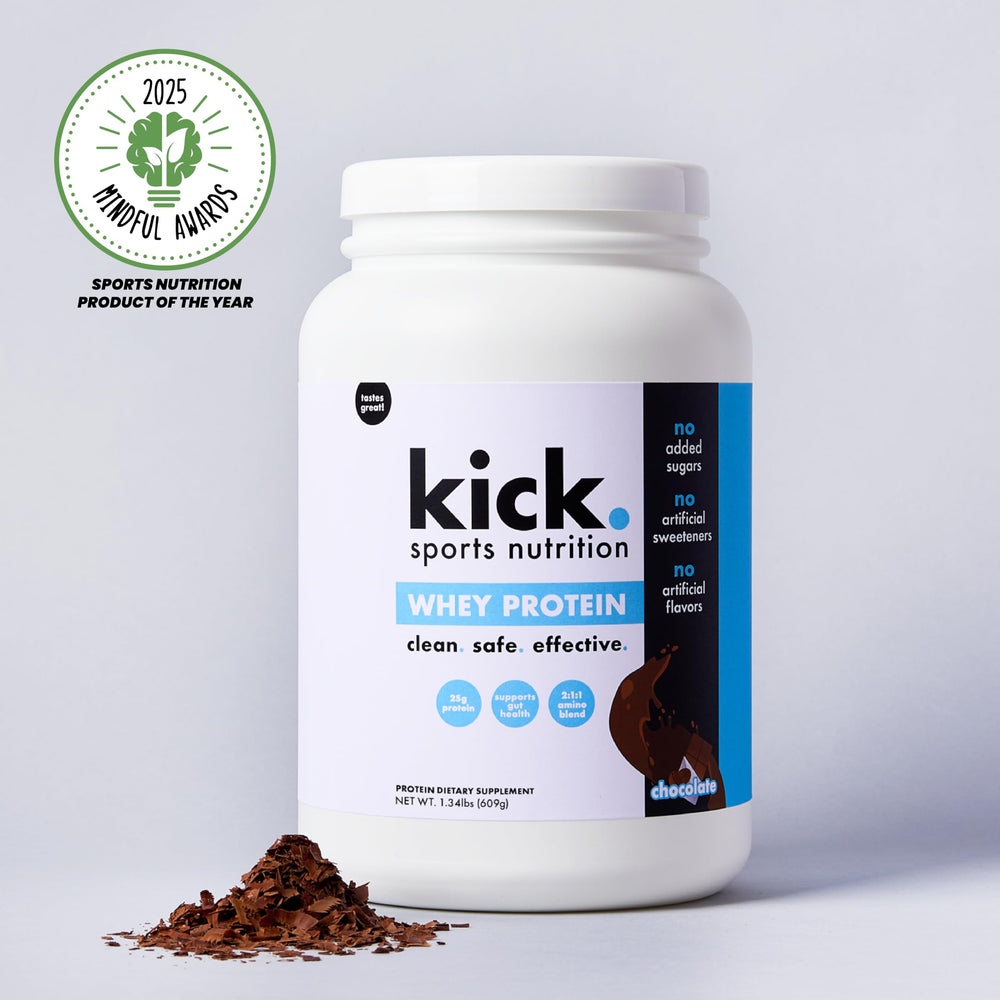 Kick Whey Protein Chocolate offers creamy aroma for a satisfying shake.