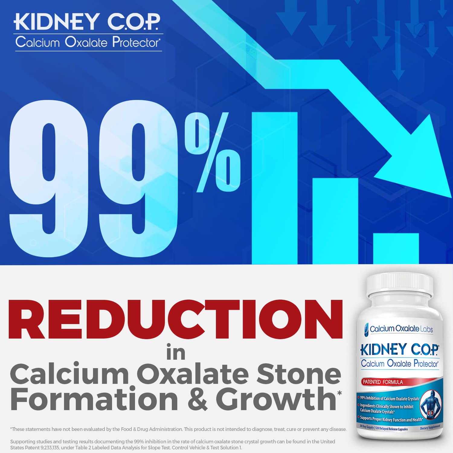KIDNEY C.O.P. Calcium Oxalate Protector capsules show delayed-release absorption