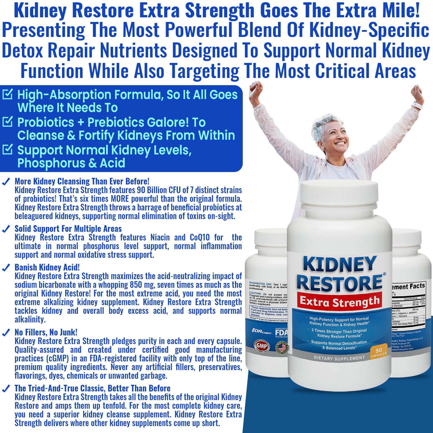 Kidney Restore label highlights CoQ10 and prebiotics for renal health