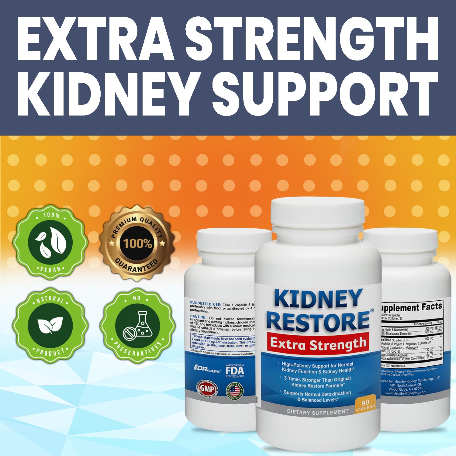 Kidney Restore label features niacinamide and niacin for phosphorus balance