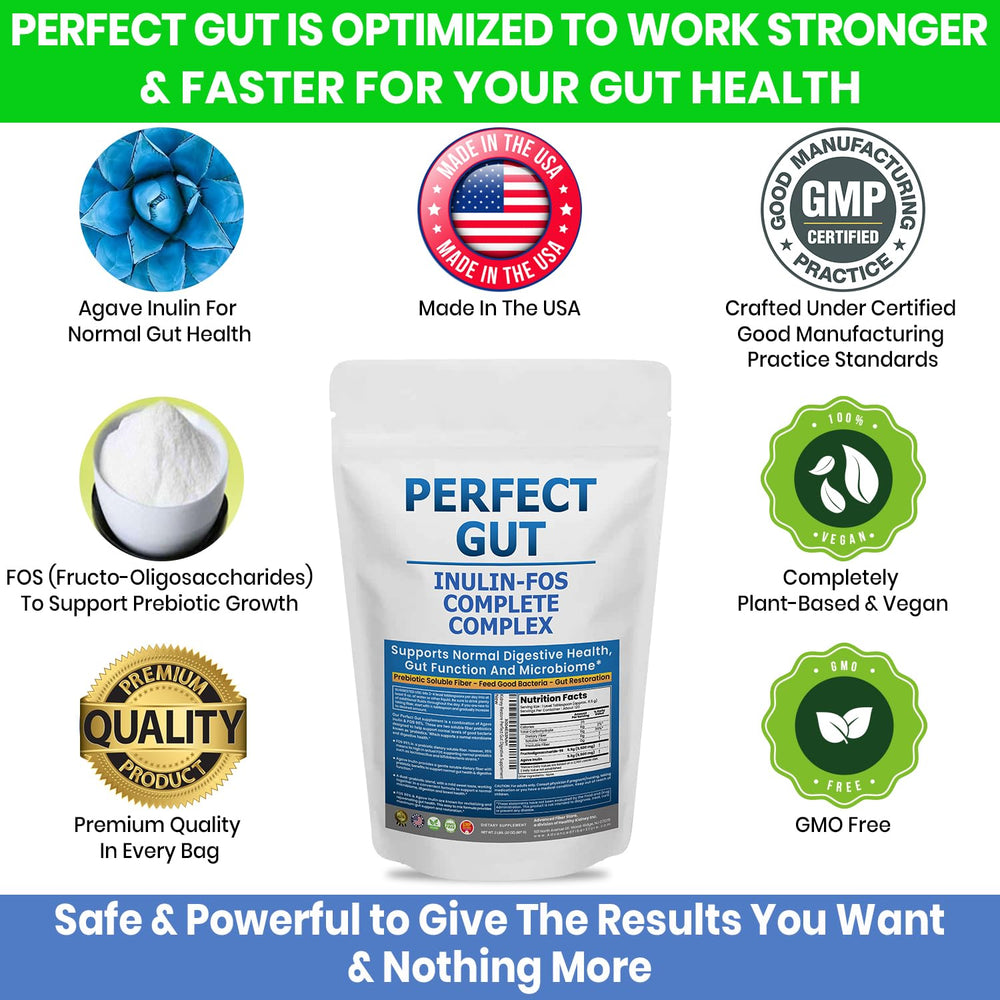Perfect Gut powder being dispensed for easy prebiotic intake