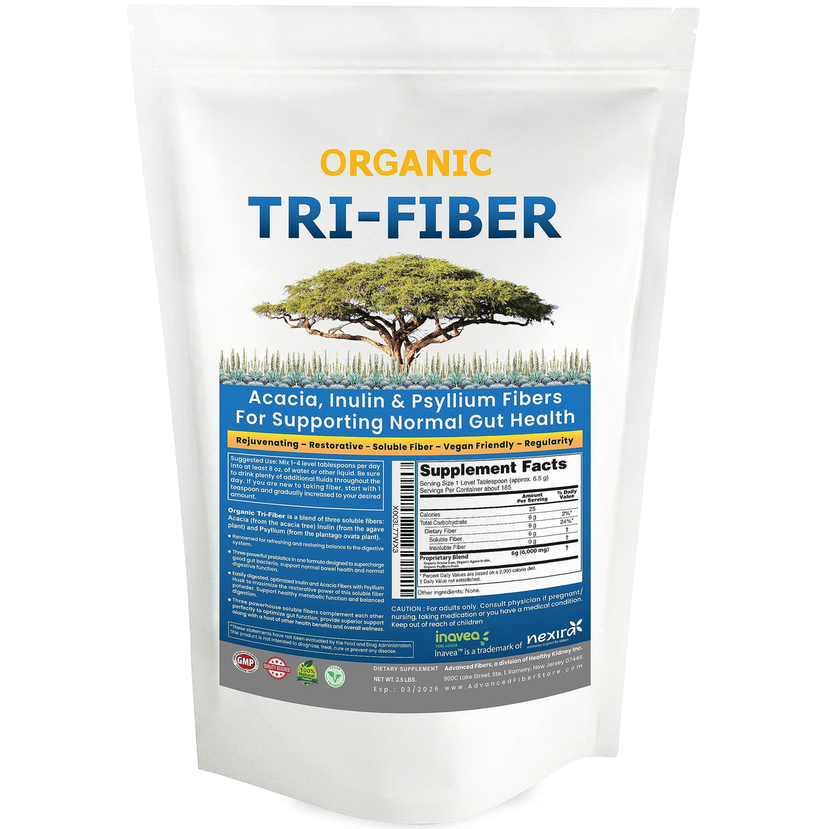 Kidney Restore Tri-Fiber bottle pour for easy daily fiber support