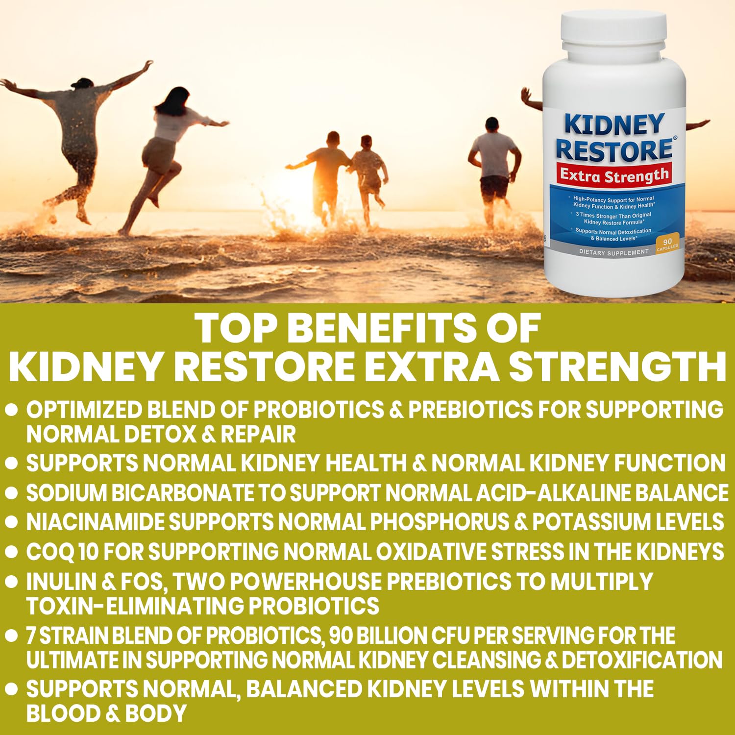 Kidney Restore US-made badge on bottle