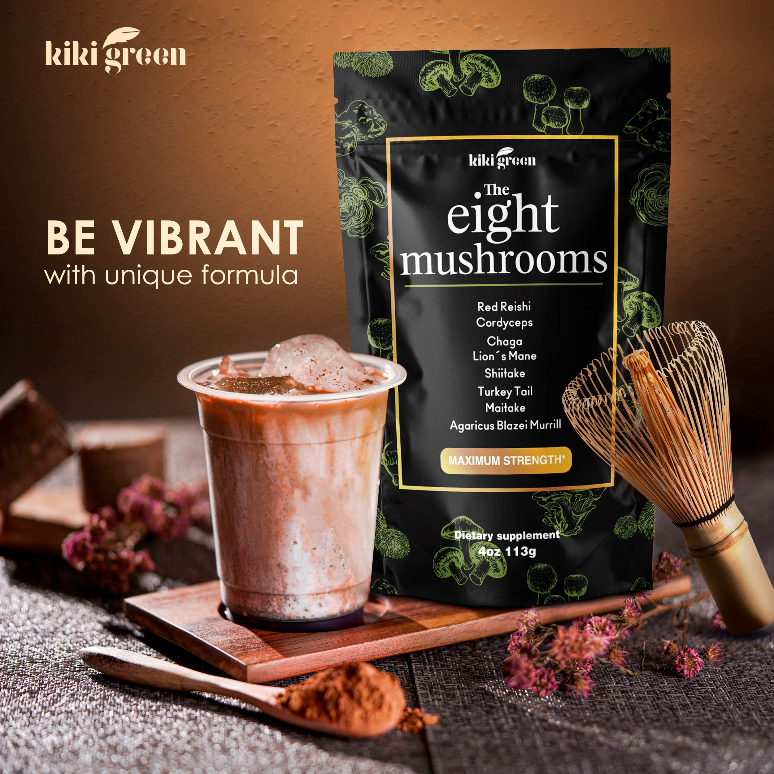 KIKI Green 8 Mushrooms antioxidant-rich blend ready for the pantry.
