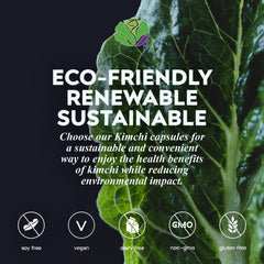 Kimchi Life supplement label showcasing vegan ingredients and natural fermentation method.