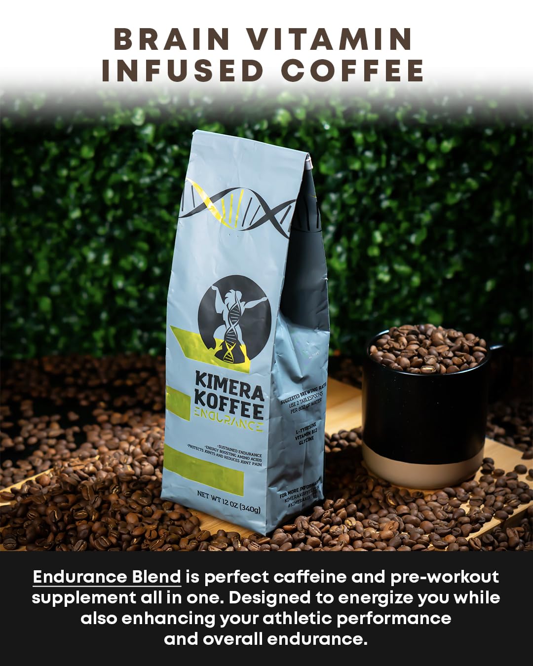 Kimera Koffee Endurance cup with steam highlighting aroma and smooth finish