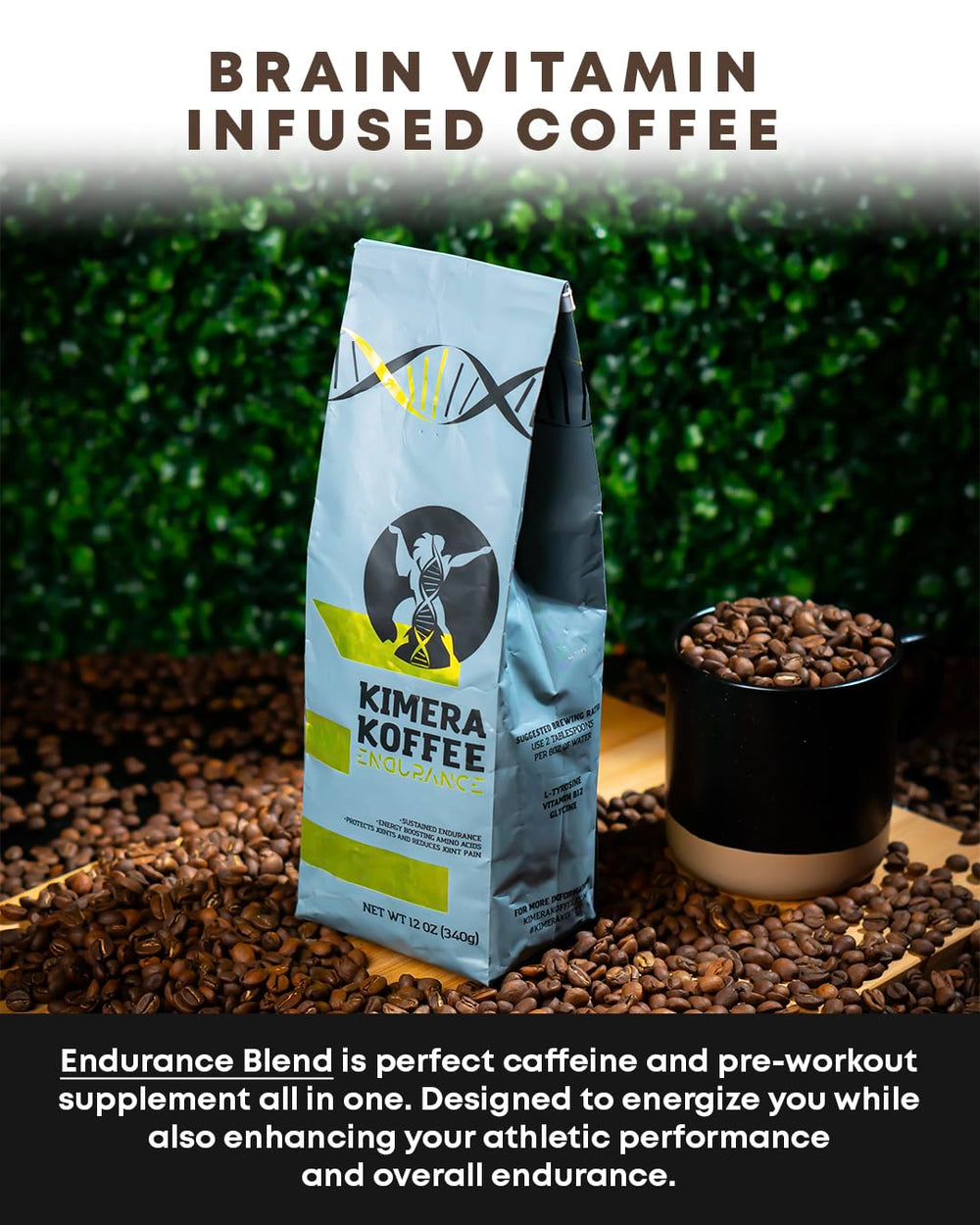 Kimera Koffee Endurance cup with steam highlighting aroma and smooth finish