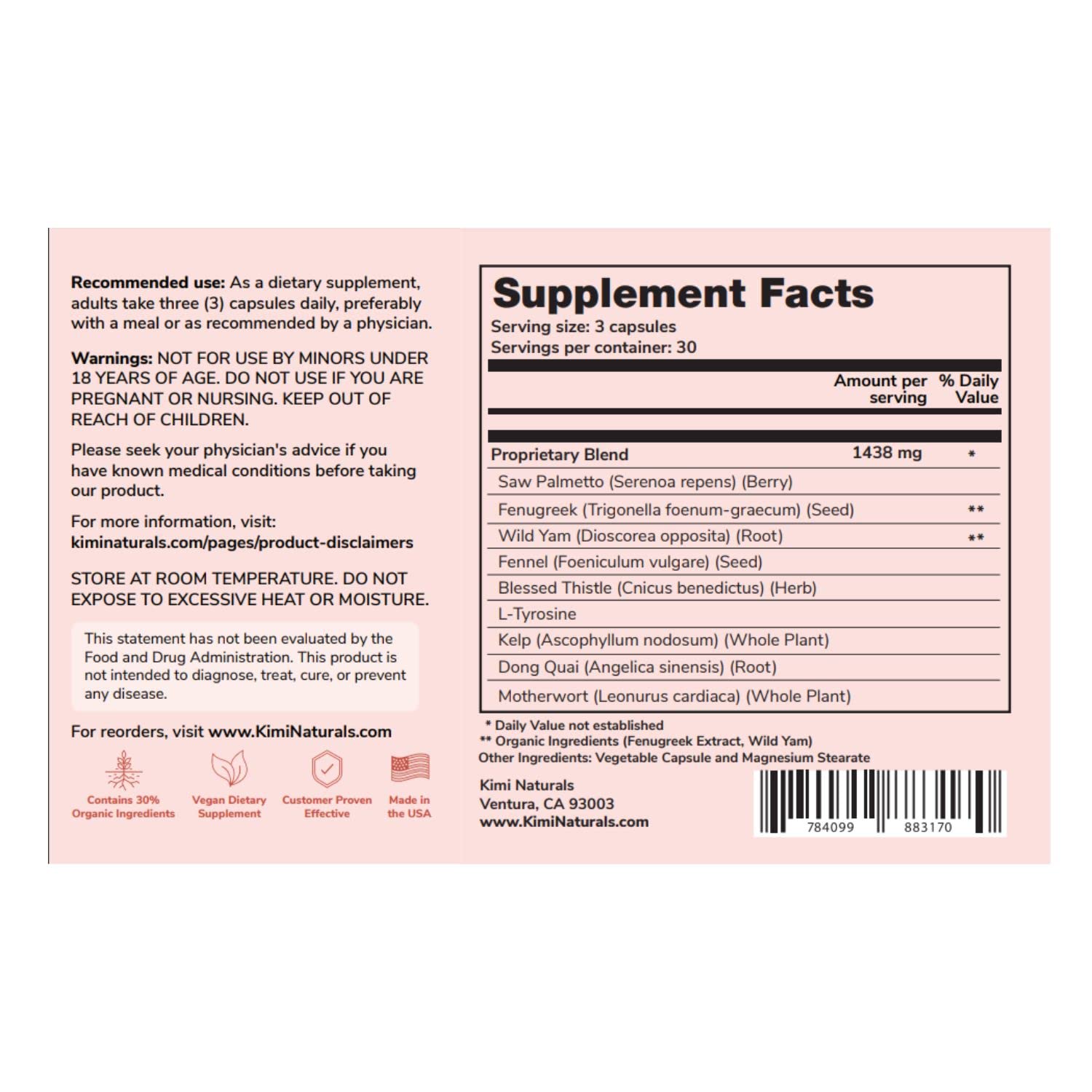 KIMI Naturals Breast Max Plus product shown next to GMP-certified facility reference