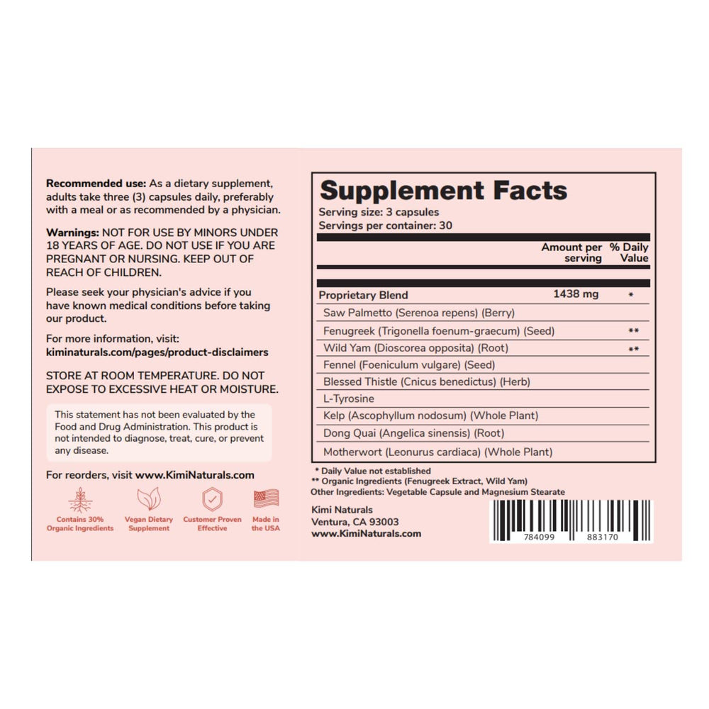 KIMI Naturals Breast Max Plus product shown next to GMP-certified facility reference