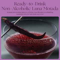 Kin Euphorics Luna Morada glass on a table ready for a mindful ritual