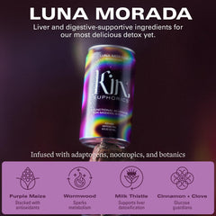Kin Euphorics Luna Morada close-up of pineapple and tamarind ingredients