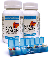 Kinara Slo Niacin 500mg bottle front view showing flush-free slow-release formula