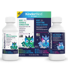 KinderMed Kids Cough Day bottle provides daytime cough relief for children.