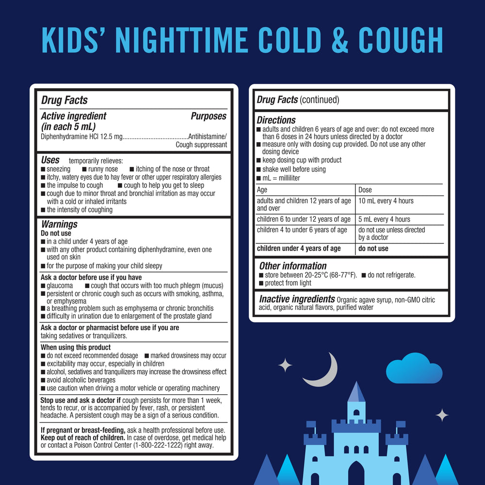 KinderMed Kids Nighttime Cherry bottle supports restful sleep during colds.