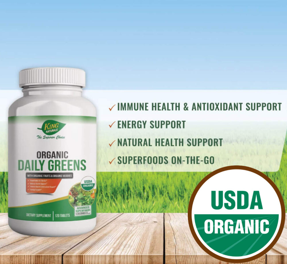 King Naturals Daily Greens tablets in hand easy to swallow on the go