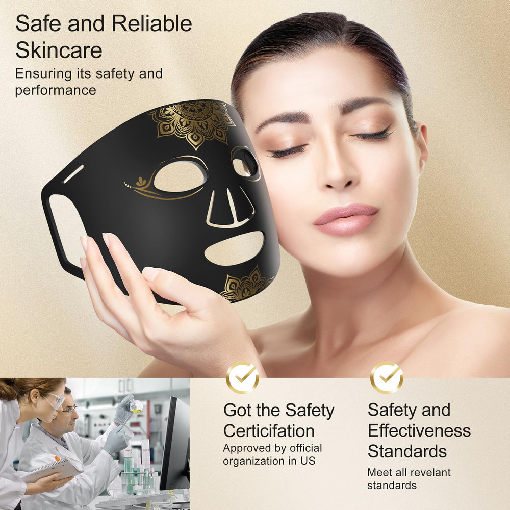 KINGDO Red Light Therapy Face Mask worn with ergonomic design for versatile home care.