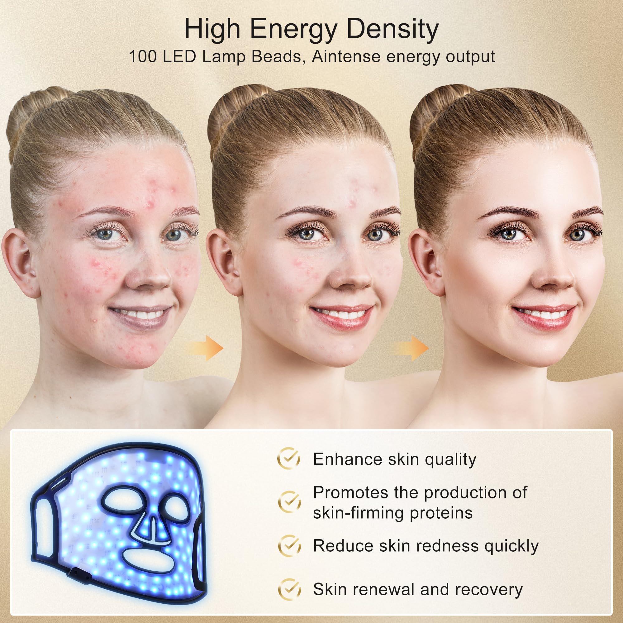 KINGDO Red Light Therapy Face Mask remote control in use for easy mode switching.