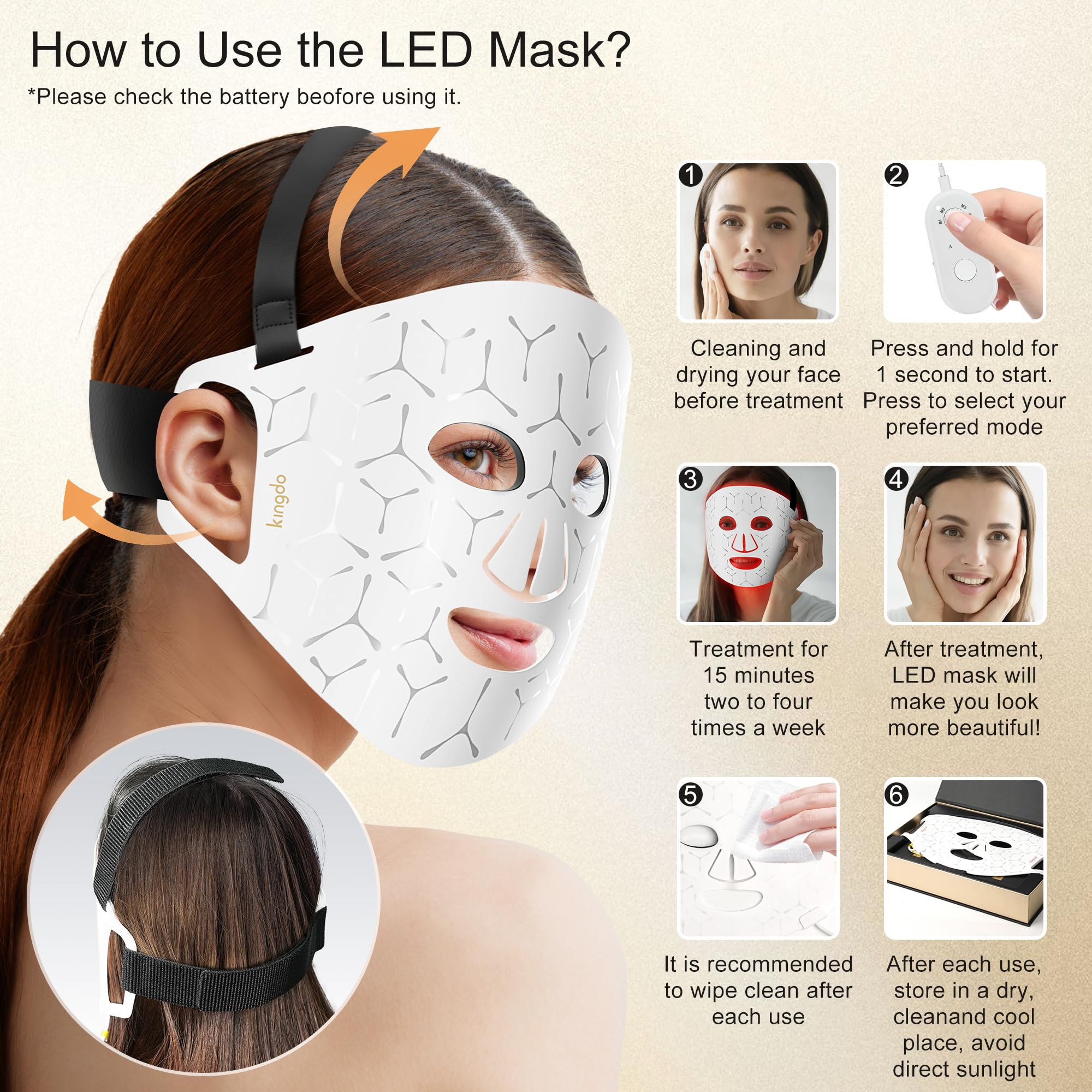 KINGDO four-mode LED therapy for customizable skincare routines.