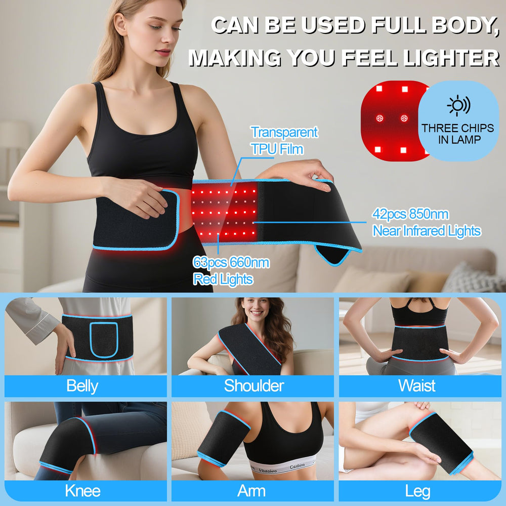 KingSom red light belt charging via USB and wall outlet enables flexible power on the go.