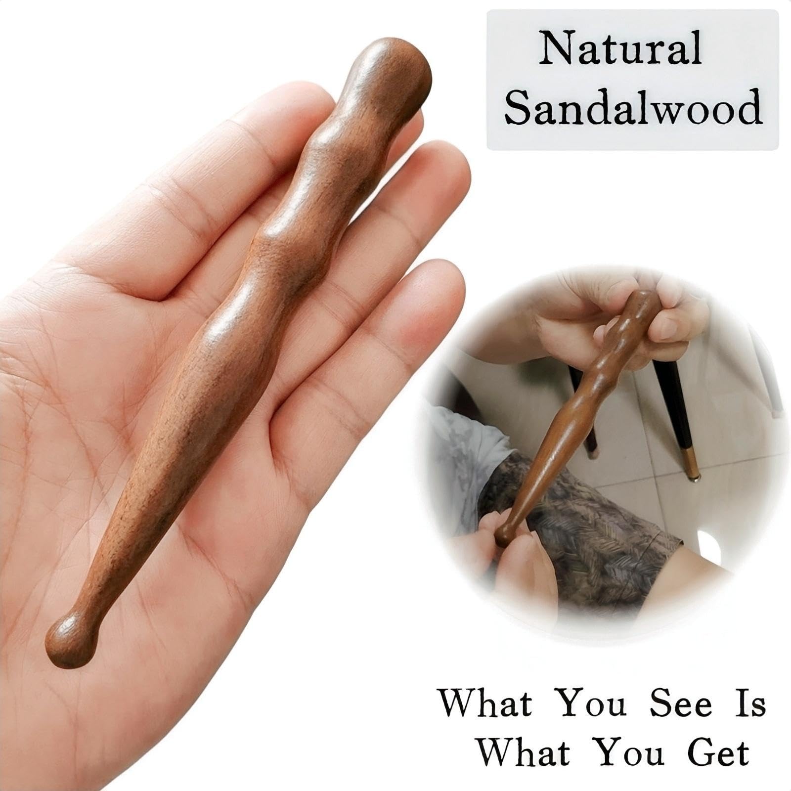 KINTEGOOD sandalwood acupoint pen provides a smooth grip for comfortable massages.