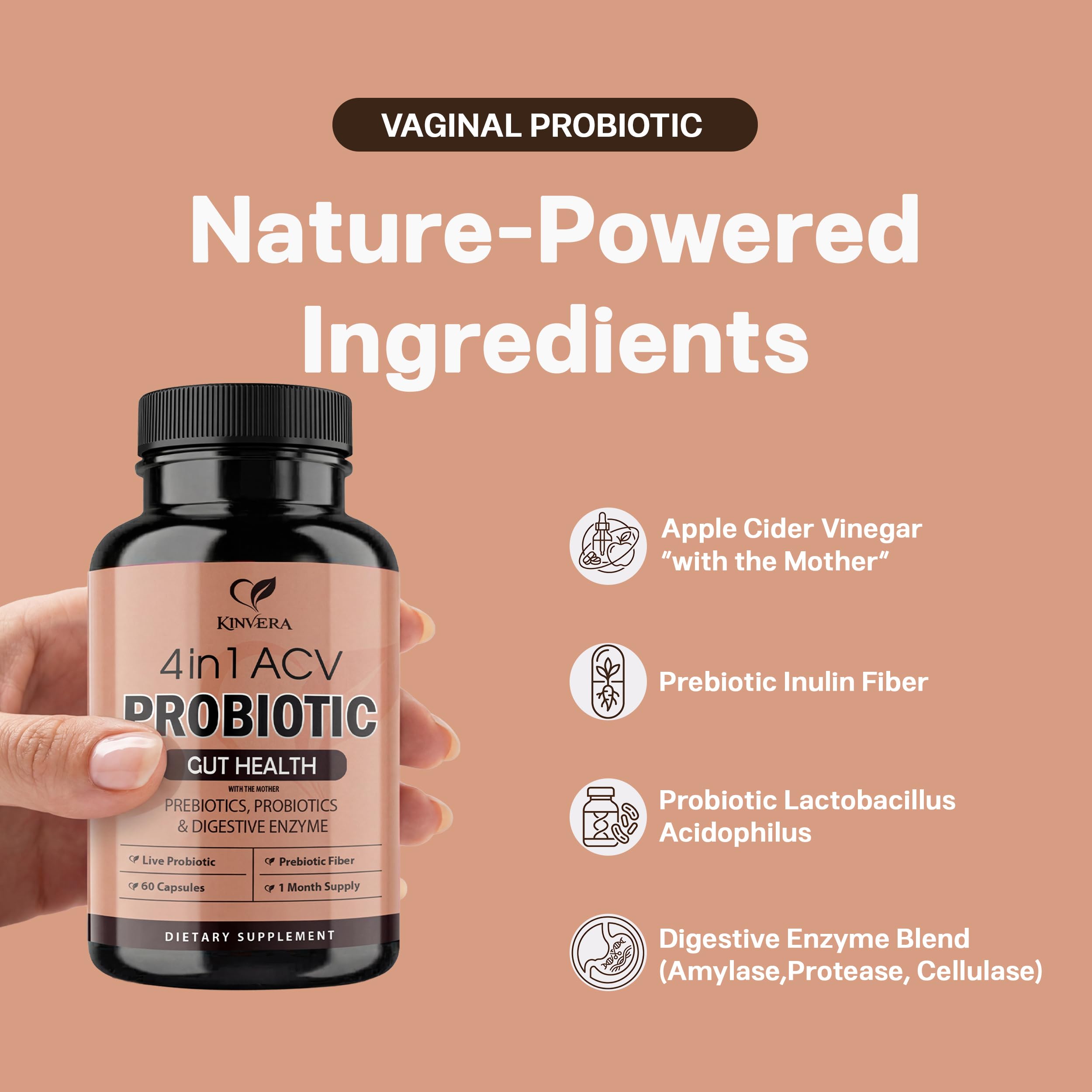Kinvera broad-spectrum enzyme blend capsules aiding post-meal digestion.