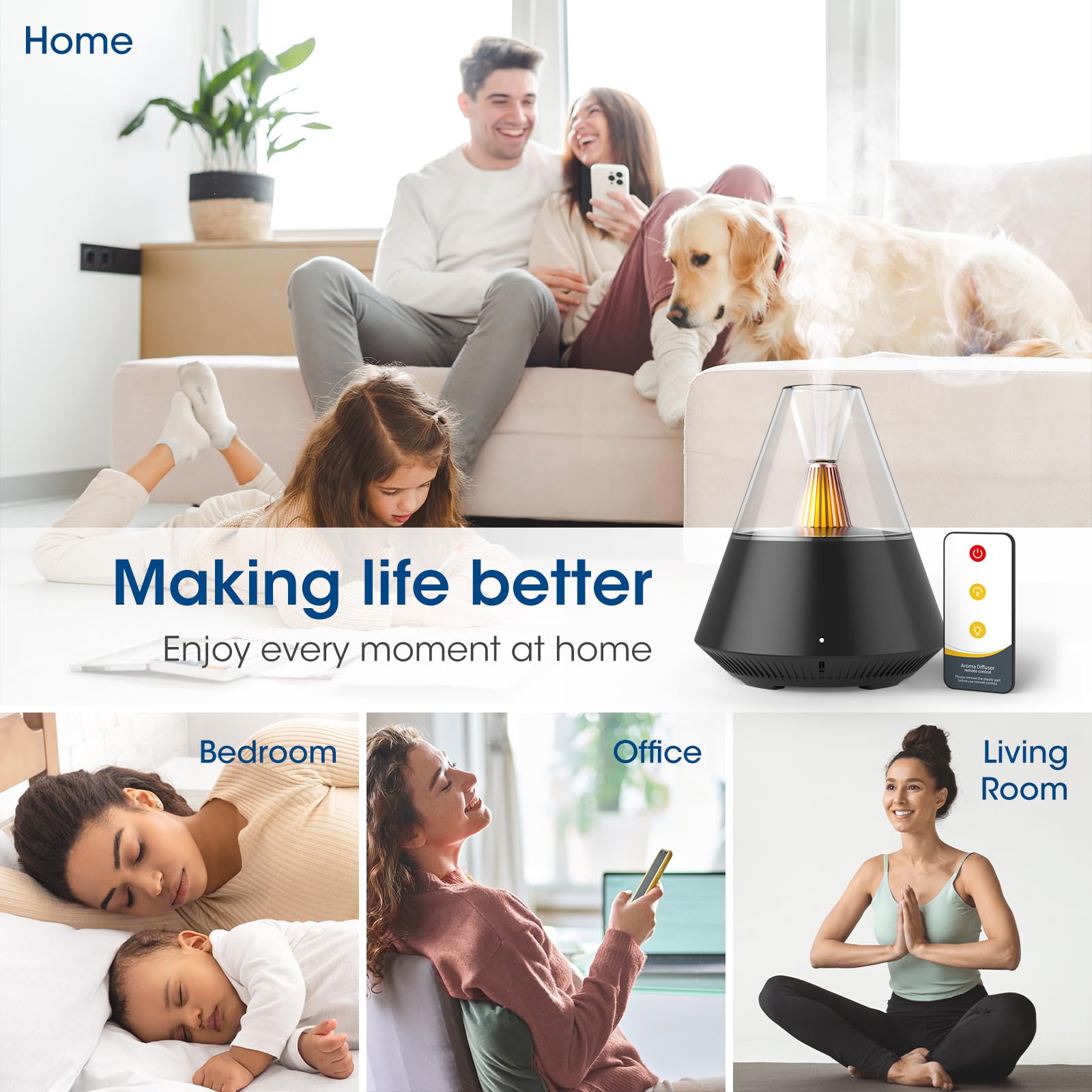 KinYiLO diffuser remote control for easy aroma adjustments from anywhere.