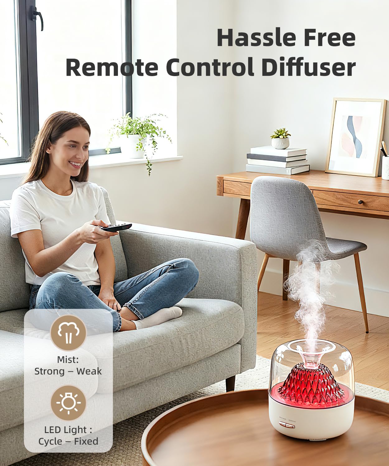 KinYiLO intermittent and continuous mist modes for flexible diffusion