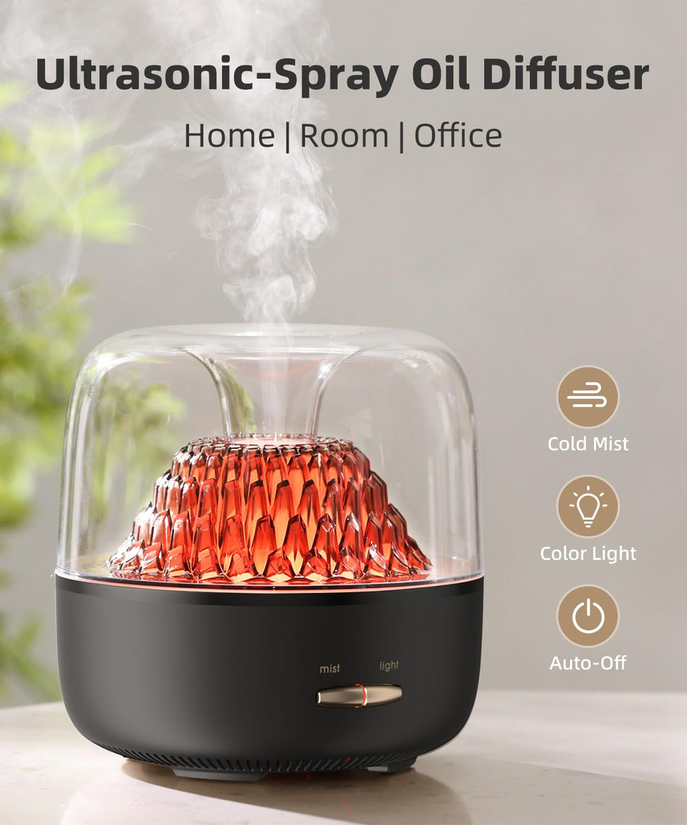 KinYiLO diffuser shows colorful LED lighting to enhance mood and ambiance.