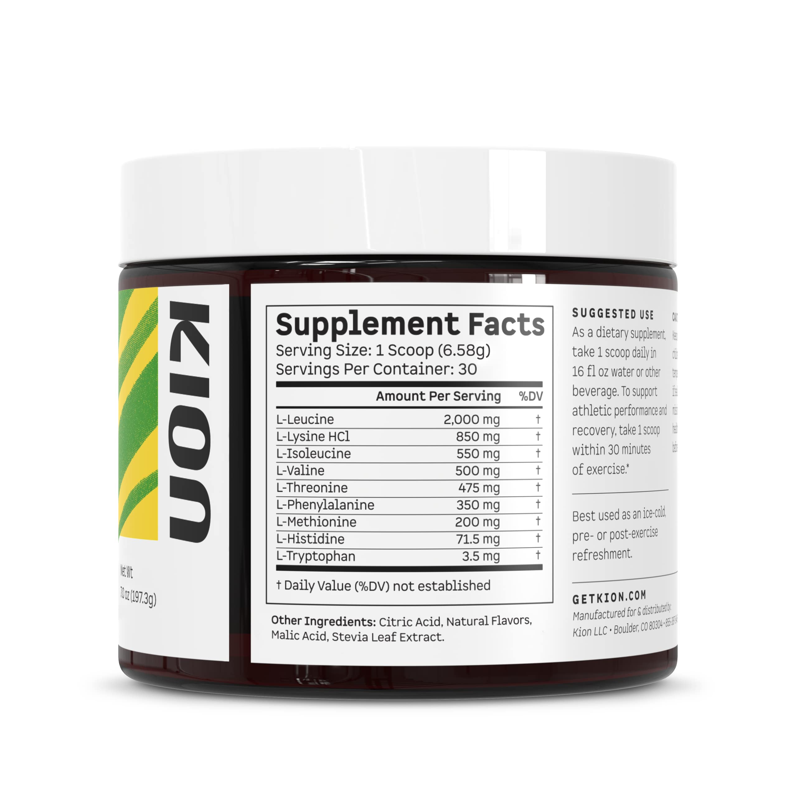 Kion Aminos mixed-berry flavor packet showcases flavor variety.