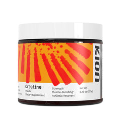 Kion Creatine bottle pour demonstrates premium powder ready for workouts.