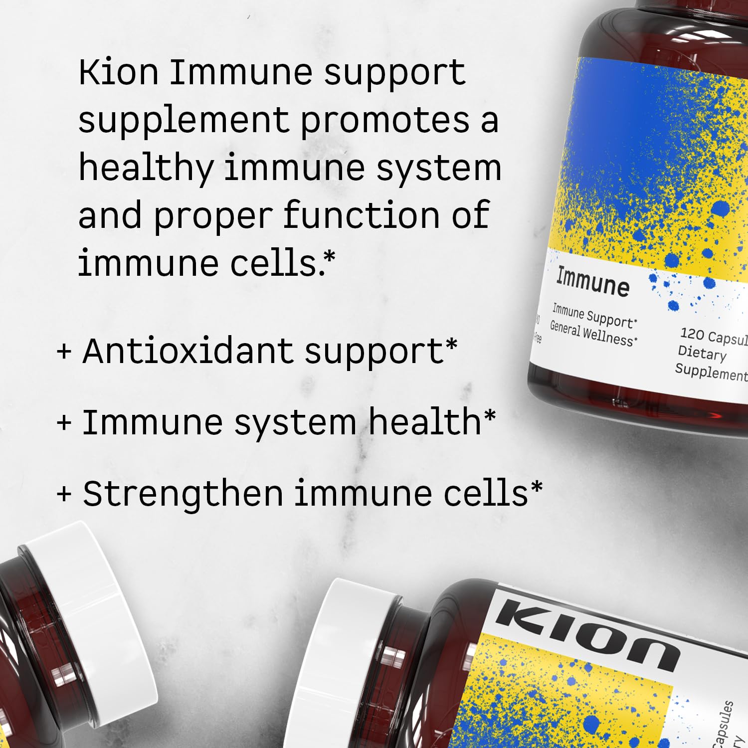 Kion Immune label close-up shows vitamin C and zinc details for daily use