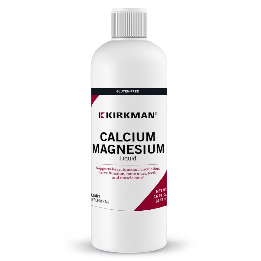 Kirkman Calcium Magnesium Liquid bottle with vitamin D3, ready for daily use