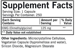 Kirkman DMG 125 mg capsules in gluten-free, casein-free plant-based formulation.