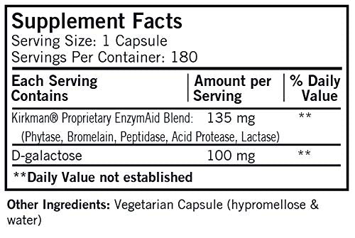 Kirkman Enzyme-Aid capsules close-up highlighting plant-based digestive enzymes.
