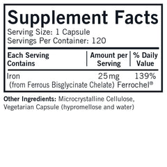 Kirkman Iron 25 mg Bio-Max bottle front highlighting hypoallergenic formula.