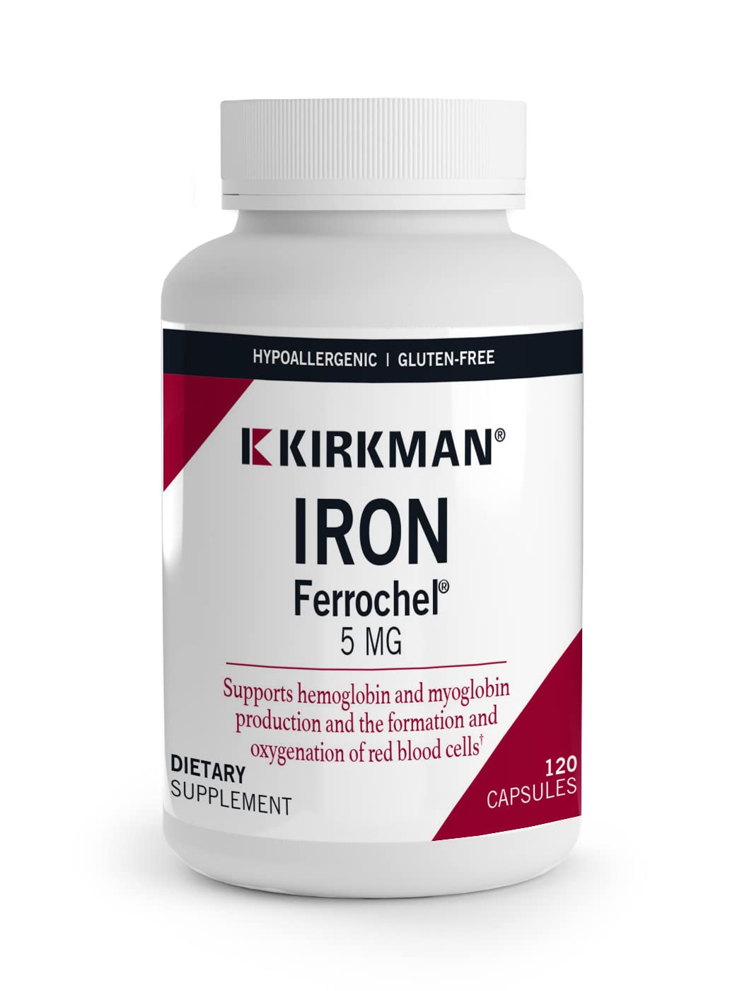 Kirkman Iron Ferrochel 5mg bottle, gentle iron delivery for daily support