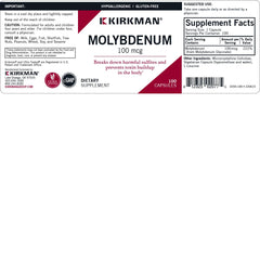 Kirkman Molybdenum 100 mcg daily dose image highlighting convenient capsule form