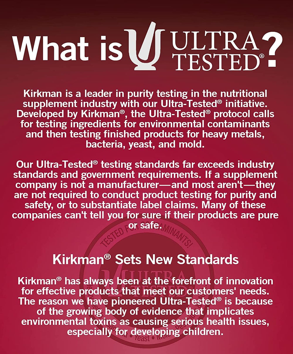 Kirkman Ultra Tested badge signaling strict quality controls