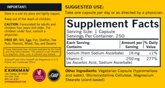Kirkman Vitamin C 250 mg packaging front shows easy daily use.