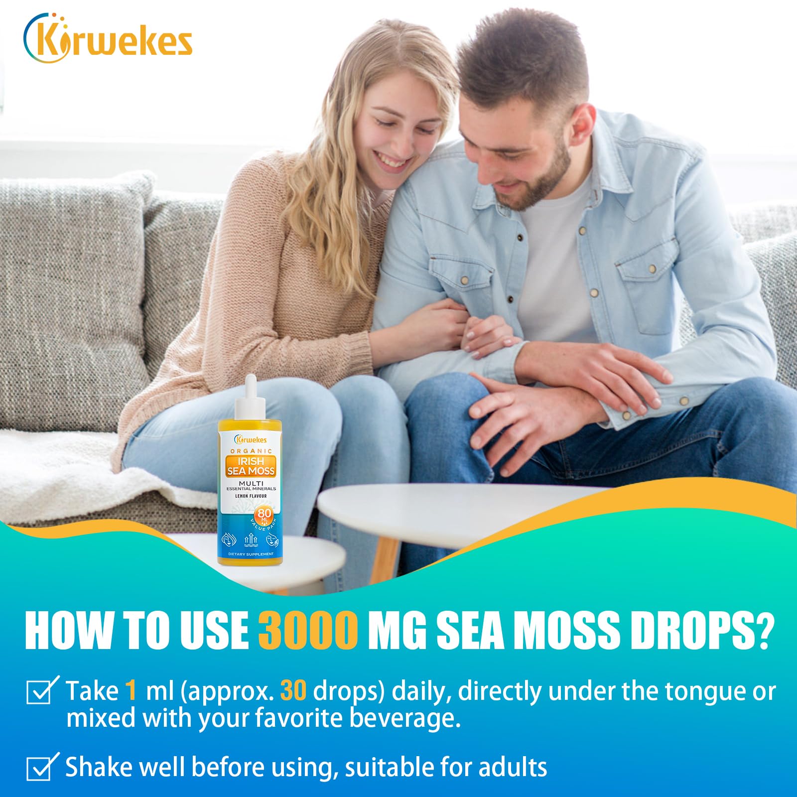 Kirwekes 80-day supply bottle ready for ongoing daily use